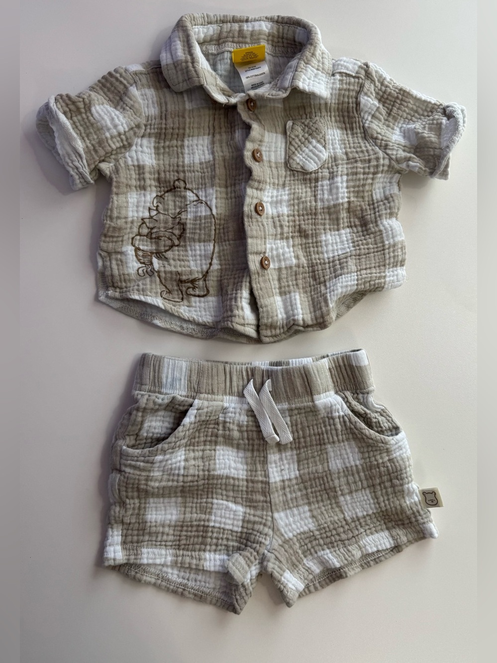 Disney Plaid Two-Piece Set in Cream and Tan